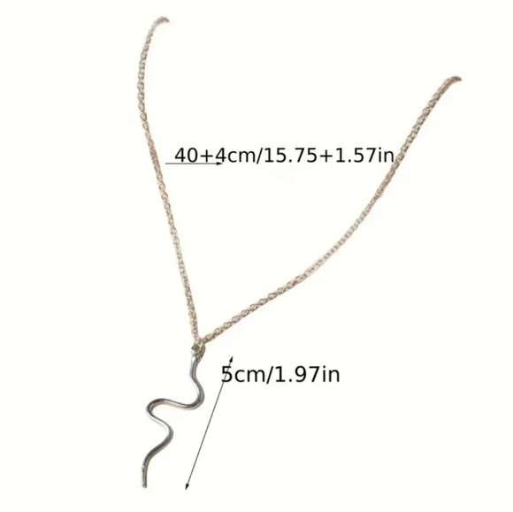 Snake Pendant Necklace silver tone - Picture 4 of 5